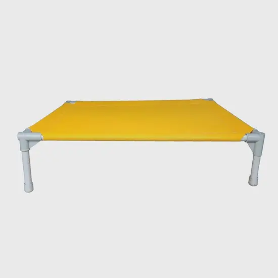 Cuna para perros elevada para interiores y exteriores, amarillo mediano, gris y azul grande y naranja